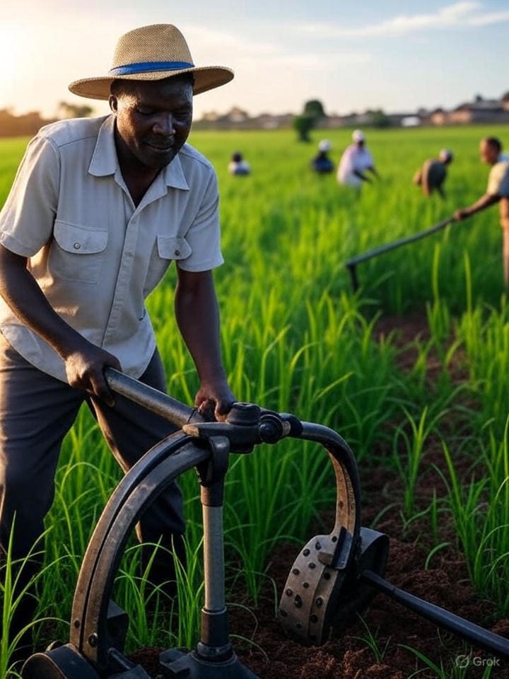 Hopeful farming and community development at Pearl Global Ministries in Africa, promoting sustainable agriculture and spiritual growth among local farmers and volunteers.