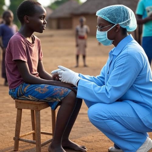Affordable healthcare outreach in Africa, focusing on pediatric medical care, health education, and community health improvement by Pearl Global Ministries.